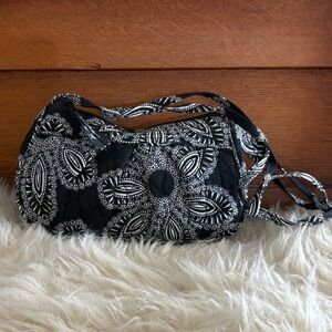 Vera Bradley ‘Blanco Bouquet’ Black and White Floral Boho Crossbody Satchel